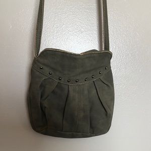 Grey Crossbody Purse with Green Tint from Downeast
